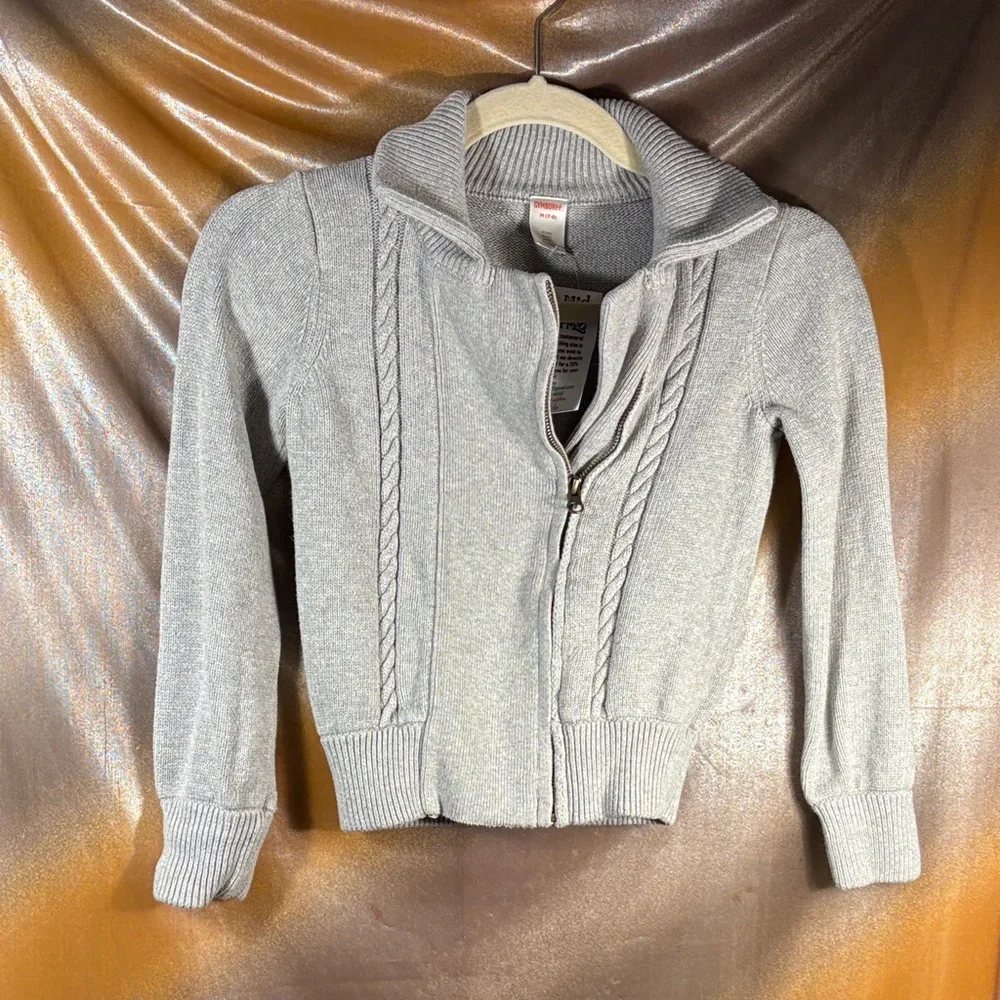 Gymboree boys 7-8‎ Gray Cable Knit zippered dressy Sweater. Box S